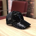 Miniatyrbillede 1 af 11: Sommer mesh paillet hat dame åndbar solhat rejse all-match koreansk baseballkasket andenæb kasket Small sequins all-inclusive black Adjustable