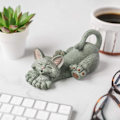 Miniatyrbillede 2 af 5: Sjov Grå Kat Hængende Figurer Søde Samleobjekter - Happ