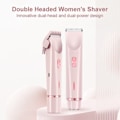 Miniatyrbilde 2 av 5: 2-i-1 Bikini Trimmer Elektrisk Barbermaskin for Kvinner, Vanntett, Hårfjerning for Barbering av Ben, Armer, Underarmer Ansikt Rosa, Dobbelthode, Type-C