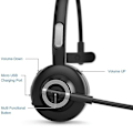 Miniatyrbillede 2 af 5: Bluetooth hovedtelefoner med mikrofon, trådløst headset på øret, støjreducerende pc-headset til mobil