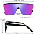 Miniatyrbillede 4 af 5: Firkantede flade solbriller til kvinder mænd Stor mode Oversized Rimless solbriller Store spejlglas{hh}