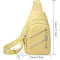 Miniatyrbillede 4 af 5: Slyngetaske til kvinder, Crossbody Fanny Packs PU Læder Crossbody Tasker Brysttaske Flere Rum Bæltetaske Pung med Justerbar Rem 30cm Yellow