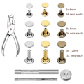 Miniatyrbild 5 av 5: Nitar för läder, 300 set dubbla lock 3 storlekar 3 färger och 4 fixeringsverktyg DIY läderhantverk{HH}