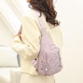 Miniatyrbillede 3 af 5: Slyngetaske til kvinder, Crossbody Fanny Packs PU Læder Crossbody Tasker Brysttaske Flere Rum Bæltetaske Pung med Justerbar Rem 30cm Purple