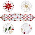 Miniatyrbilde 3 av 7: Broderte julebrikker med julestjerne og misteltein, lin til julepynt 36,8 cm x 175,3 cm