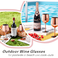 Miniatyrbilde 3 av 6: Vinglass Sett med 4, 53 cl Rustfrie Stål Vinglass, Uknuselige & Portable Vinglass med Stilk i Metall for Utendørs, Reise, Camping og P Rose Gold