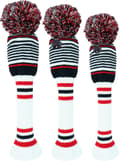 3-pack Knitted Golf Head Covers Compatible with Driver Fairway Hybrid 1 3 5, White Numbered Covers