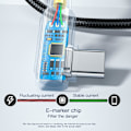 Pikkukuva 6 / 6: ESSAGER 2m 60W PD USB-C - USB-C Kulmaliitin Latauskaapeli Musta