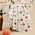 Miniatyrbilde 1 av 6: Myk og Koselig Halloweenpledd, Skummelt Gresskar Flaggermus Edderkoppnett Mønster Hvit Pledd for Sofa Seng Hjemmeinnredning Gaver 127cm x 152cm