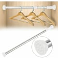 Miniatyrbilde 1 av 5: 50-80CM Dusjforhengstang i rustfritt stål med gummifester, teleskopstang for garderobe/badekar/vindu/tørketrommel