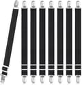 8 Pieces Sheet Clips, Adjustable Sheet Holders, High Elastic Fitted Sheet Straps with Clips, Sheet Fasteners Max Stretch 120cm, Sheet Holders Black
