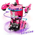 Miniatyrbild 3 av 5: Radiostyrd Bil, Transformerbil Robot RC-bilar för Barn Pojkar Flickor Present, 2.4g 1:18 Skala Racingbil med En-knapps Rosa