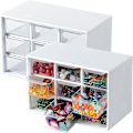 Miniatyrbillede 1 af 5: 2-pak Craft Box Opbevaring med 9 Skuffer - Skrivebords Opbevaringsorganisator Minibokse til Håndværk Smykker Kosmetik Kunst Sytilbehør med 9 Skuffer with 9 Drawers White