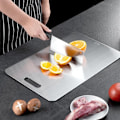 Miniatyrbild 3 av 5: Titanium Skärbräda, Rostfritt Stål Skärbräda, Dubbelsidig Titanium Skärbräda för Kött, Skärbräda för Frukt - Xin h 34*23cm