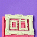Miniatyrbillede 7 af 7: Silikoneform, motiv: vintage ramme/billede, barok spejl, til kager,