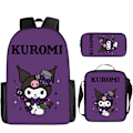 Miniatyrbild 1 av 11: Tecknad Kuromi tredelat set Cinnamon dog KT katt tecknad grund- och gymnasieelever skolväska barnryggsäck twenty four Three piece set