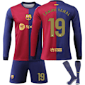 Miniatyrbilde 1 av 2: Barcelona Hjemmedrakt Barn, Langermet Fotballdrakt Nr. 19 Lamine Yamal, Størrelse 24-25