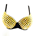 Miniatyrbilde 1 av 5: Steampunk-BH for kvinner med nagler, Party, Club, Rave, Sports-BH, Topp Gul{HH} Yellow 80B