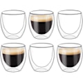 Pikkukuva 1 / 6: kpl kaksiseinäisiä kuppeja lasimukeja, läpinäkyviä kaksiseinäisiä kahvikuppeja, kaksiseinäisiä, cappuccino, latte ja eristettyjä (80 ml)