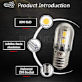 Miniatyrbillede 2 af 4: E10 LED Pære 220v 230v AC Energibesparende LED Indikatorlys 8mm Skruebase 3030 4smd LED Chipset Opgraderingspære, Varm Hvid (4-pak) {HH}