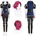Miniatyrbild 2 av 5: Arcane Vi Cosplay Sheriff Kläder Peruker Anime Spel LoL 2 Kostym Vuxen Kvinna Rollspel Fräck Kläder Party Utklädnad Kläder PERUK WIG XL