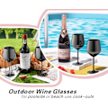 Miniatyrbilde 3 av 6: Vinglass Sett med 4, 53 cl Rustfrie Stål Vinglass, Uknuselige og Bærbare Vinglass med Stilk i Metall for Utendørsbruk, Reise, Camping og Basseng Black