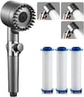 Miniatyrbilde 1 av 5: Høytrykksdusjhode med 3 spraymoduser Vannbesparende regndusjhode med filter Håndholdt dusjhode svart