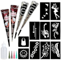 Miniatyrbilde 3 av 5: Henna midlertidig tatovering naturlig tatoveringsfarge svart og brun midlertidig mehndi tatoveringsklistremerke midlertidig tatovering SQBB{hh}