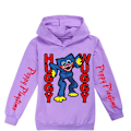 Miniatyrbillede 1 af 2: 5-10 År Poppy Playtime Huggy Wuggy Trykt Børne Hættetrøje Toppe Lilla Purple 9-10 Years