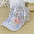 Miniatyrbillede 7 af 10: Hatte dame duckbill cap high-end ansigt lille koreansk sommer baseball cap forår og sommer solhat ny solhat mænd Snowflake flower【white】