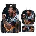 Messi-tryckt ryggsäck, tredelad uppsättning, tecknad ryggsäck 40