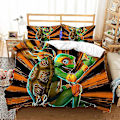Miniatyrbild 1 av 5: 2023 Teenage Mutant Ninja Turtles Ny Film Sängkläder Set Överdrag Kuddfodral Set Barn Anime Rum Dekoration Överdrag Present T-04 T-04 EU Single-135x200cm