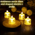 Miniatyrbillede 3 af 7: 12-pak Mini Rose LED Fyrfadslys - Flammeløse, Batteridrevne, Halo Projektion, Romantisk Dekoration - Perfekt til Valentinsdag, Bryllupper