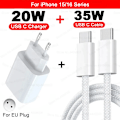 Pikkukuva 1 / 6: US EU Adapteri 20W PD Pikalaturi iPhone 13 12 11 14 15 16 Pro Max Plus USB C Type C -laitteille Nopea Latauslaturi Kaapeli Lisävaruste EU 2IN1(15-16 Series)