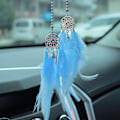 Pikkukuva 1 / 11: Luova auton riipus sulka unisieppari taustapeili auton koriste riippuva auton sisätilan riipus Light blue feather dream catcher