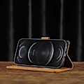 Miniatyrbild 3 av 5: Gult fodral för iPhone 14 med, Premium läderplånboksfodral för iPhone 14 Ny utgåva med kortfack