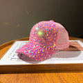 Miniatyrbillede 10 af 11: Sommer mesh paillet hat dame åndbar solhat rejse all-match koreansk baseballkasket andenæb kasket All covered with sequins white Adjustable