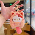 Miniatyrbillede 1 af 11: Tegneserie Kuromi dukke skoletaske vedhæng dukke plys legetøj par nøglering taske vedhæng Plush Animal Series-KT Cat 11cm (with keychain)