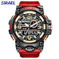 Miniatyrbilde 2 av 5: Smael Digital Herre Militærklokker Dobbel Tid Vanntett Luksus Topp Klokke Menn Sport LED Kvarts Analog Armbåndsur Menn Red