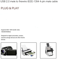 Miniatyrbillede 4 af 8: USB-kabel (han til Firewire IEEE1394a han, med 4 ben, til enheder