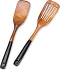 Träspatelset - 2 köksredskap, vändare och spatel i teak, säker för non-stick-beläggning