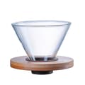 Transparent Kaffedripphållare i Glas Kaffefilterhållare Kaffefilterkon med Träkudde Kaffetrat{HH}