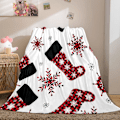 Miniatyrbillede 2 af 5: Juleplaid 127,70 x 152,40 cm Juleplaid Rød Snefnug Buffalo Plaid Design Tæppe Patchwork Juletema Plaid (Plaid, Rød)