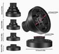 Miniatyrbillede 2 af 5: Universal Hårtørrer Diffuser Tilbehør til Krøllet Hår - Foldbar Bonnet Hætte til Hårtørrer Styling - Sort