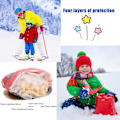 Miniatyrbild 3 av 5: Barn Vinter Varma Snövantar Härlig Tecknad Ren Dinosaurie Utomhus Snowboardhandskar Blå