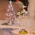 Miniatyrbilde 4 av 4: Metallisk juletreformet LED-bordlampe Lys opp juletreet med krystall anheng nattlys for soverom silver
