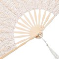 Miniatyrbillede 4 af 6: Foldbar Håndventilator i Bomuldsblonder med Broderi, Bryllup, med Pinde