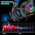 Miniatyrbild 2 av 7: Gaming Headset PS5 PS4 Headset med 7.1 Surroundljud, Gaminghörlurar med Brusreducerande Flexibel Mikrofon RGB LED-ljus Memory Ea{HH}