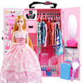 Miniatyrbillede 1 af 5: Barbie Pink Udklædningsgarderobe Bryllupskjole Dukkehus til Børn