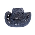 Miniatyrbillede 2 af 5: Cowboyhat i strå med bred skygge og hulmønster {hh} Navy